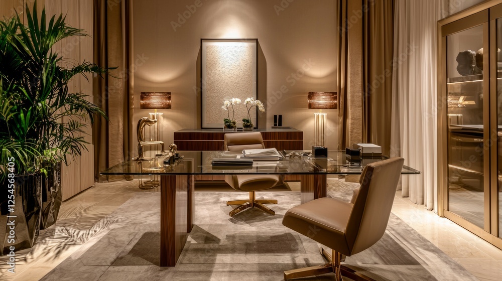 Fototapeta premium Elegant Modern Office Interior with Stylish Furniture and Decor