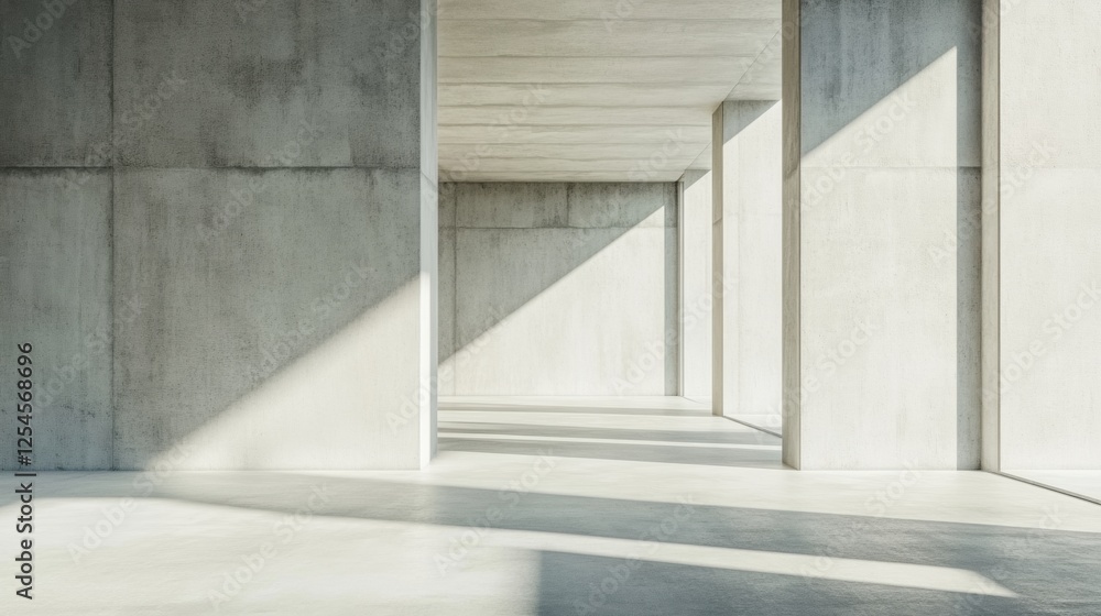 Fototapeta premium Minimalist concrete texture background with lines and shadows creating a tranquil atmosphere in an open space. Generative AI