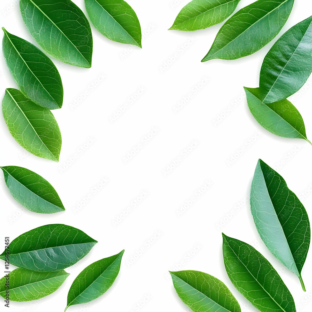 Naklejka premium Vibrant Green Leaf Frame Illustration