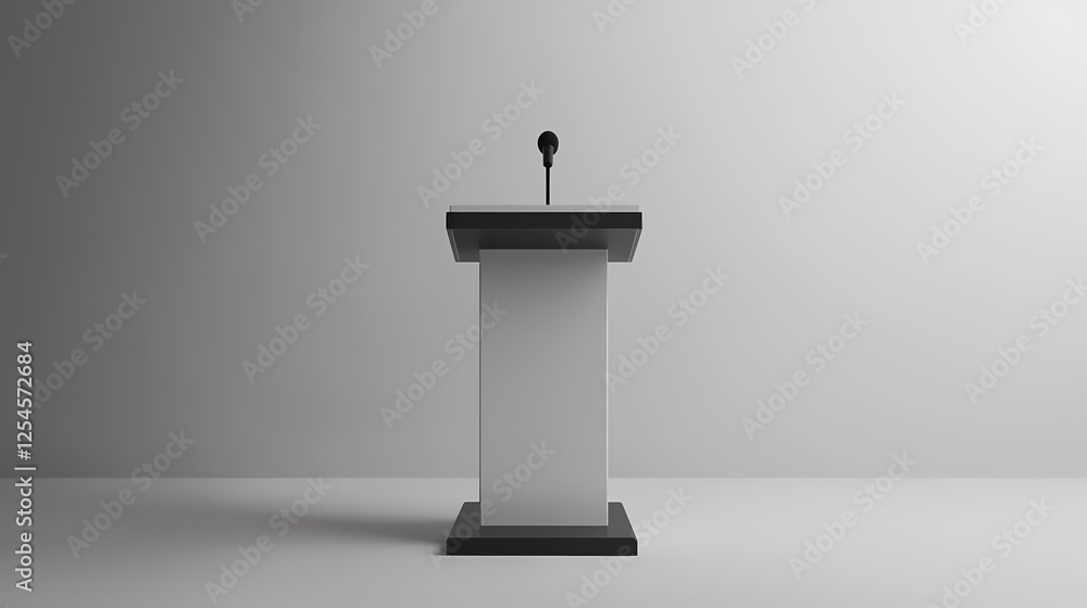 Elegant Podium with Microphone Against Soft Gradient Background for Presentation or Speech Elegant Podium with Microphone Against Soft Gradient Background for Presentation or Speech