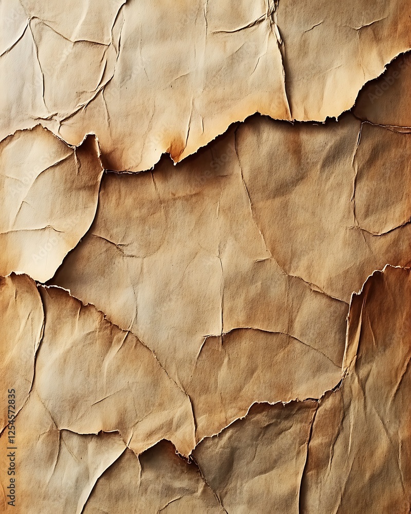 Naklejka premium Vintage aged paper background with a warm beige tone and slightly torn edges, creating an antique and rustic feel