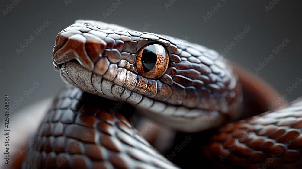 Fototapeta premium Close-up of a Brown Snake's Head, Intriguing Reptile Portrait