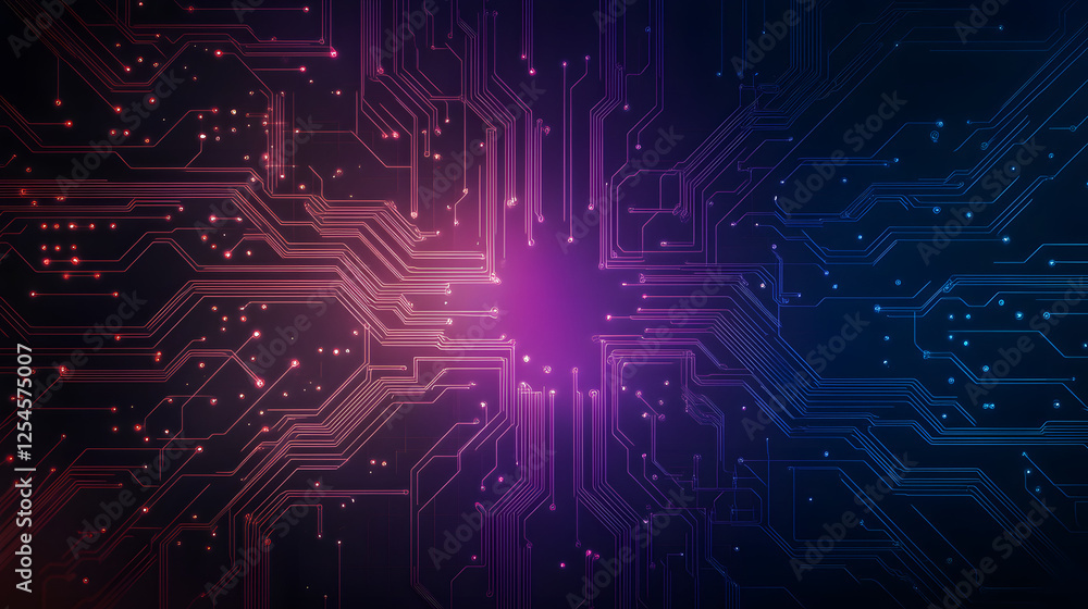 Holographic circuit board pattern with 30% copy space for technology design.
Holographic circuit board pattern with 30% copy space for technology design.