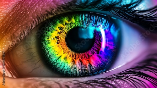 Rainbow Iris: A Close-Up of a Vibrant, Multicolored Eye