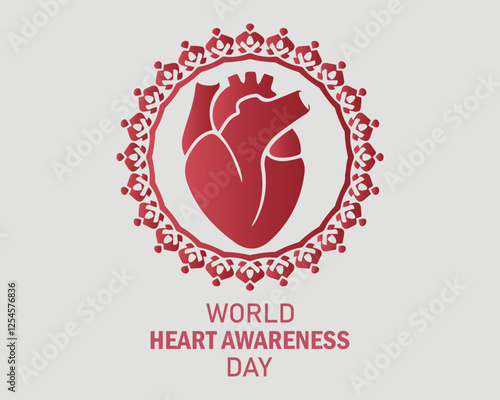 World Heart Awareness Day heart shaped graphic design. Banner, poster, card, postcard, placard, background design.