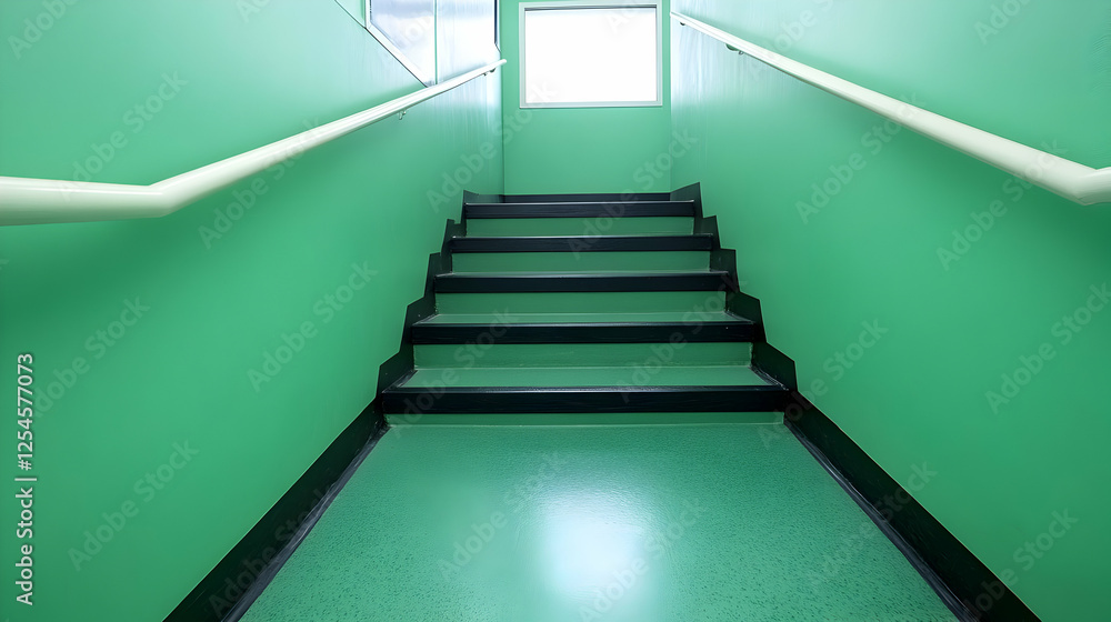 Obraz premium Green Staircase Interior Illustration