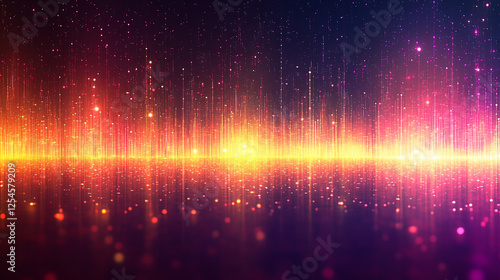 digital wave with flowing particles symbolizes the complexity and constant evolution of technology, data, and the interconnected digital world in a vibrant, blurred visual space photo