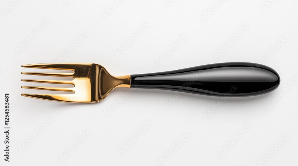 Stylish Black and Gold Fork Isolated on White Background. Generative AI Stylish Black and Gold Fork Isolated on White Background. Generative AI