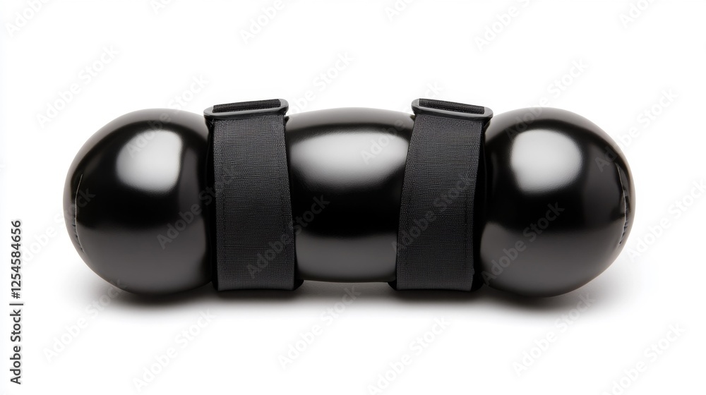 A black and sleek isolated fitness device with straps on a white background. Generative AI A black and sleek isolated fitness device with straps on a white background. Generative AI