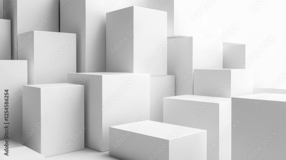 Abstract white cubes cityscape; architectural background Abstract white cubes cityscape; architectural background