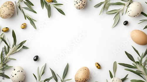 Easter Eggs and Olive Branches Frame: A Festive Spring Design