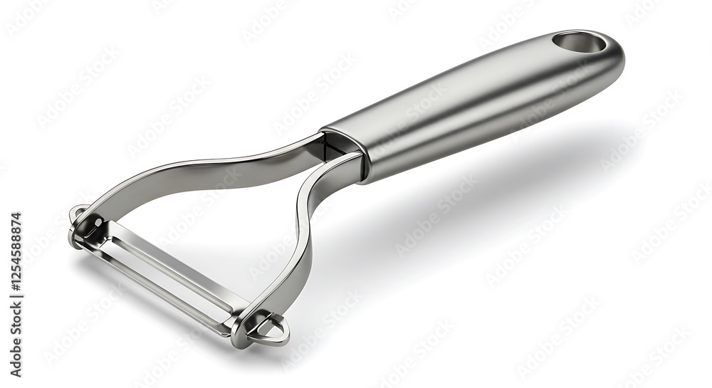 Metal Vegetable Peeler on White Background Kitchen Utensil Still Life Metal Vegetable Peeler on White Background Kitchen Utensil Still Life