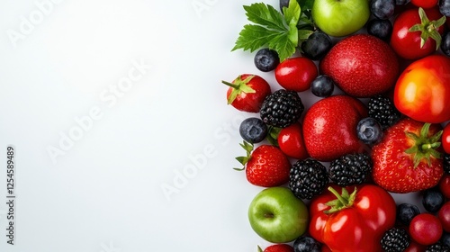 Wallpaper Mural Vibrant Red and Green Fruits and Berries on White Background Torontodigital.ca