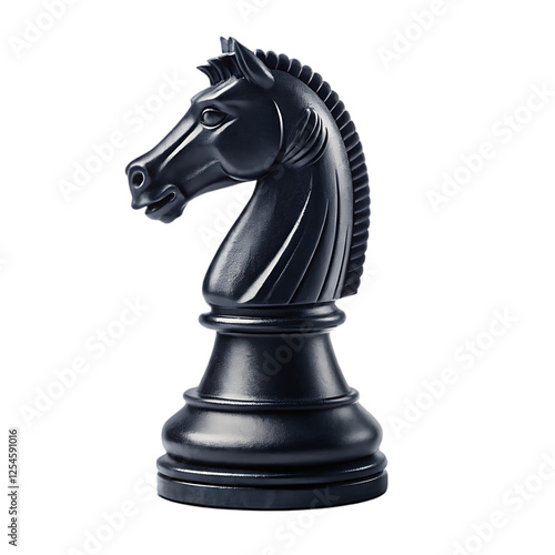 Black chess knight vector illustration isolated on white. The chess knight on white 