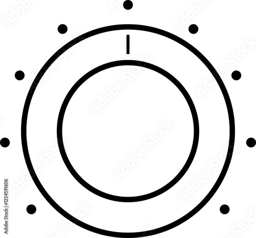 Round scale and controller volume level knob icon, analogue knobs level control isolated on transparent background, regulator, controller, adjustor, damper, rotating, turning, turn on off, rotative