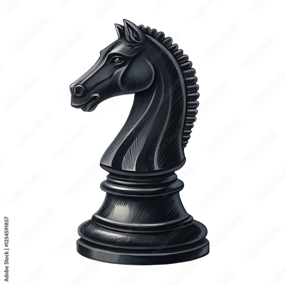 Black chess knight vector illustration isolated on white. The chess knight on white Black chess knight vector illustration isolated on white. The chess knight on white
