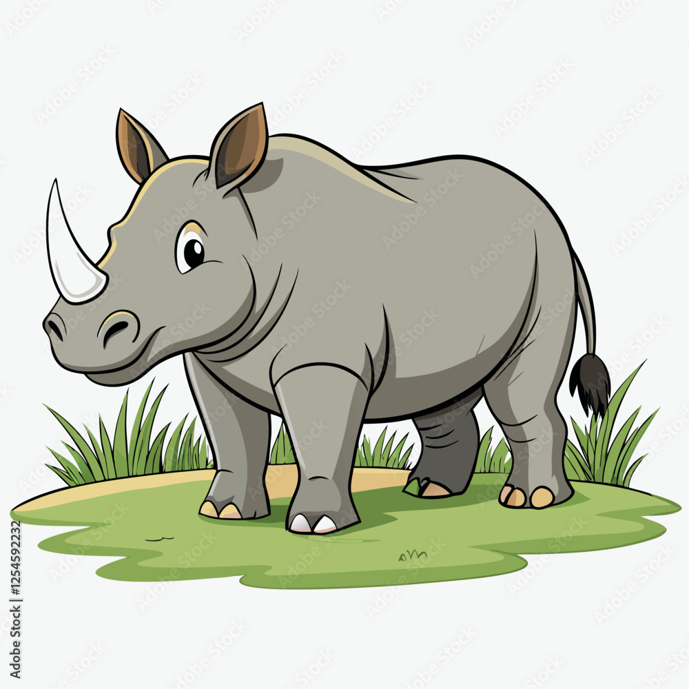 Fototapeta premium Javan Rhinoceros in Lush Grassland