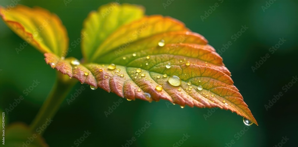 Fototapeta premium Water droplets clinging to Selenicerius leaves, moisture, clingy drop