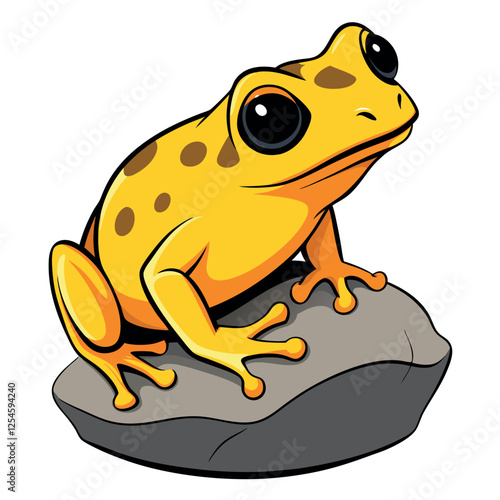 Playful Panamanian Golden Frog on Rock, Vibrant Colors, Smooth Texture