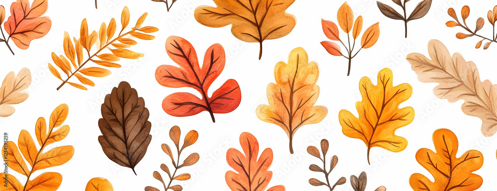 Autumn leaf watercolor pattern Autumn leaf watercolor pattern