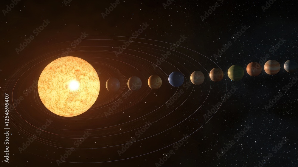 Stunning Visualization of Our Solar System: Sun and Planets in Orbit