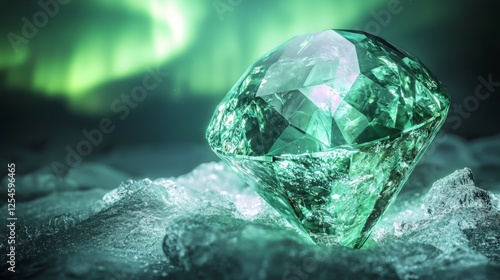 Wallpaper Mural Sparkling Green Gem on Ice with Aurora Borealis in Background Torontodigital.ca