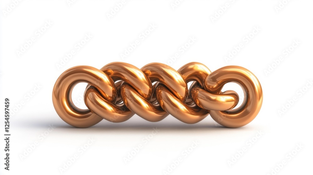 Shiny Metal Chain Link with a Sleek Modern Design on a White Background. Generative AI Shiny Metal Chain Link with a Sleek Modern Design on a White Background. Generative AI
