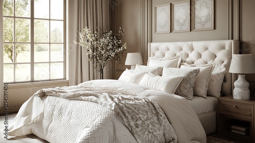 chic bedroom with high-end finishes and luxurious bedding 