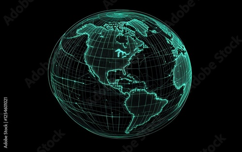 Global network concept, vector globe with interconnected lines, symbolizing worldwide communication and internet connectivity, abstract tech background
