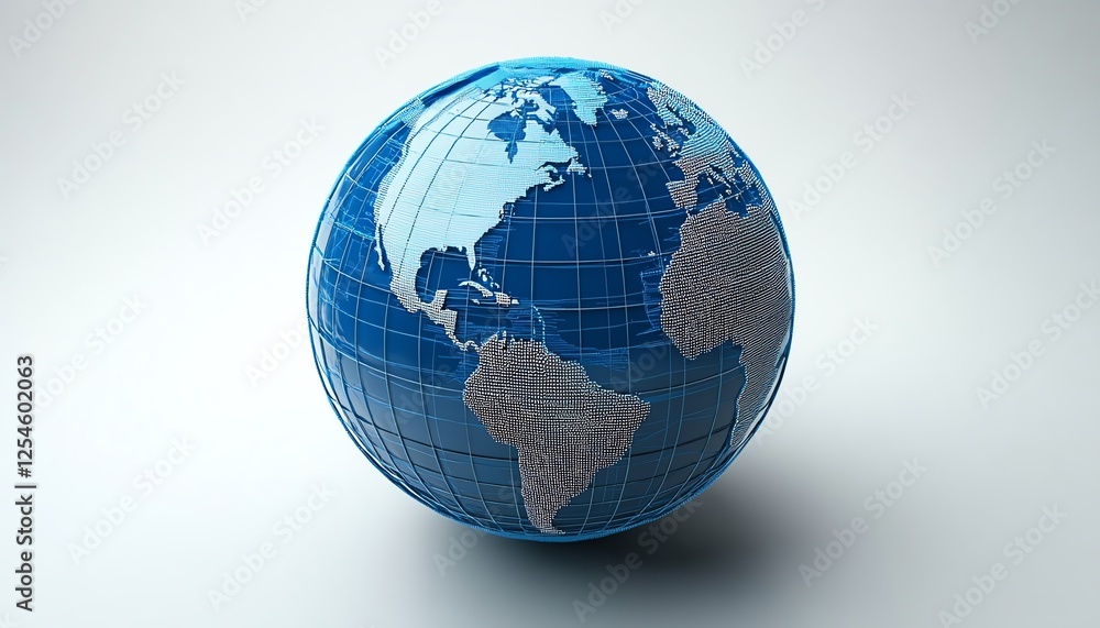 Illustration of an abstract world globe with interconnected lines, representing internet connectivity and global communication, futuristic network concept