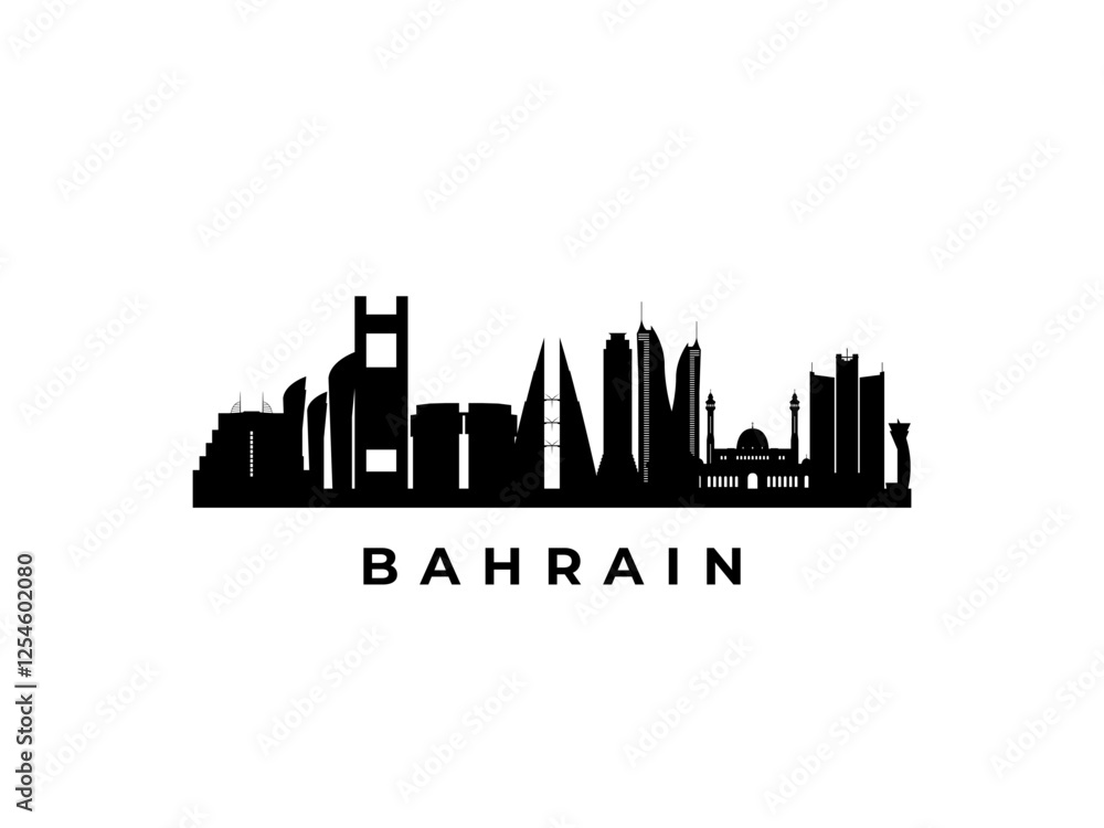 Fototapeta premium Vector Bahrain skyline. Travel Bahrain famous landmarks. Business and tourism concept for presentation, banner, web site.
