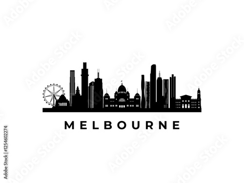 Vector Melbourne skyline. Travel Melbourne famous landmarks. Business and tourism concept for presentation, banner, web site.