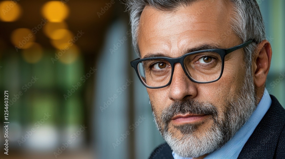 Warm and professional studio portrait of a confident mature businessman wearing a suit and tie with gray hair and a beard Warm and professional studio portrait of a confident mature businessman wearing a suit and tie with gray hair and a beard