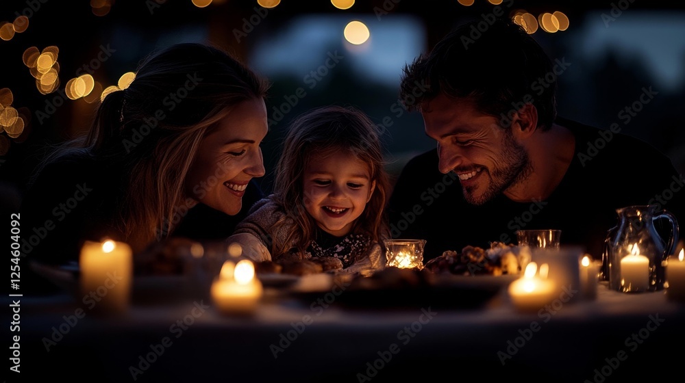 Happy Family Enjoying Dinner Together in a Warm Cozy Setting. Generative AI Happy Family Enjoying Dinner Together in a Warm Cozy Setting. Generative AI