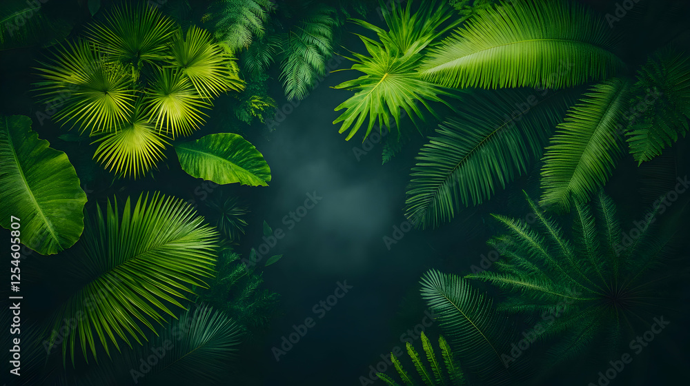 Obraz premium Lush Tropical Leaf Background Illustration