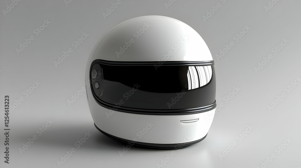 White racing helmet, studio shot, safety, speed White racing helmet, studio shot, safety, speed