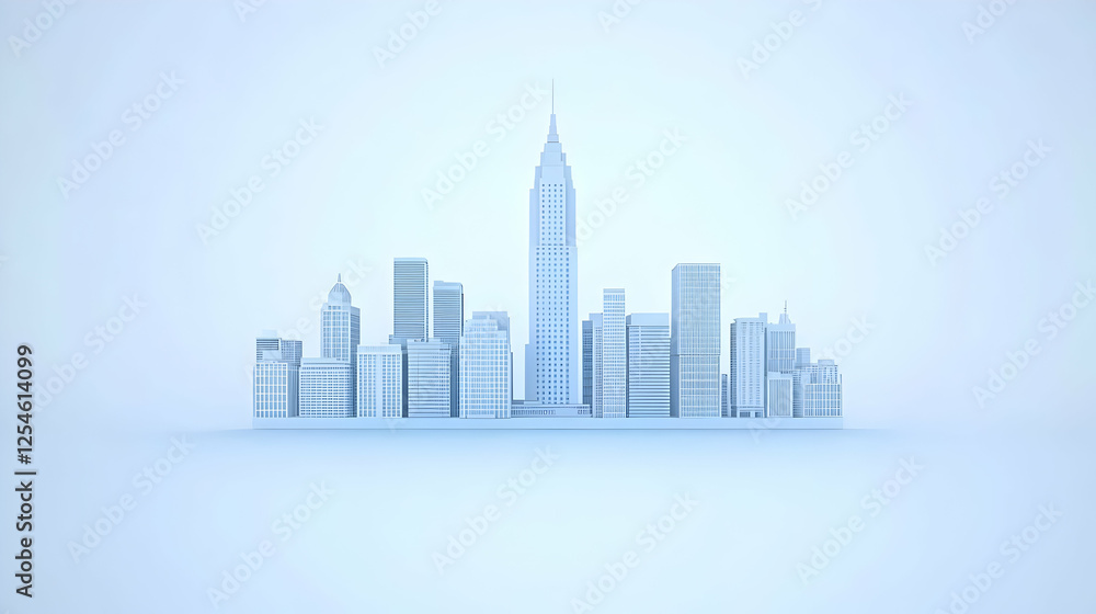 Fototapeta premium Modern City Skyline 3D Illustration