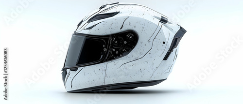 White motorcycle helmet, studio shot, safety gear (2) photo