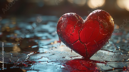 Heart-shaped garnet on a black satin, Passion and romance