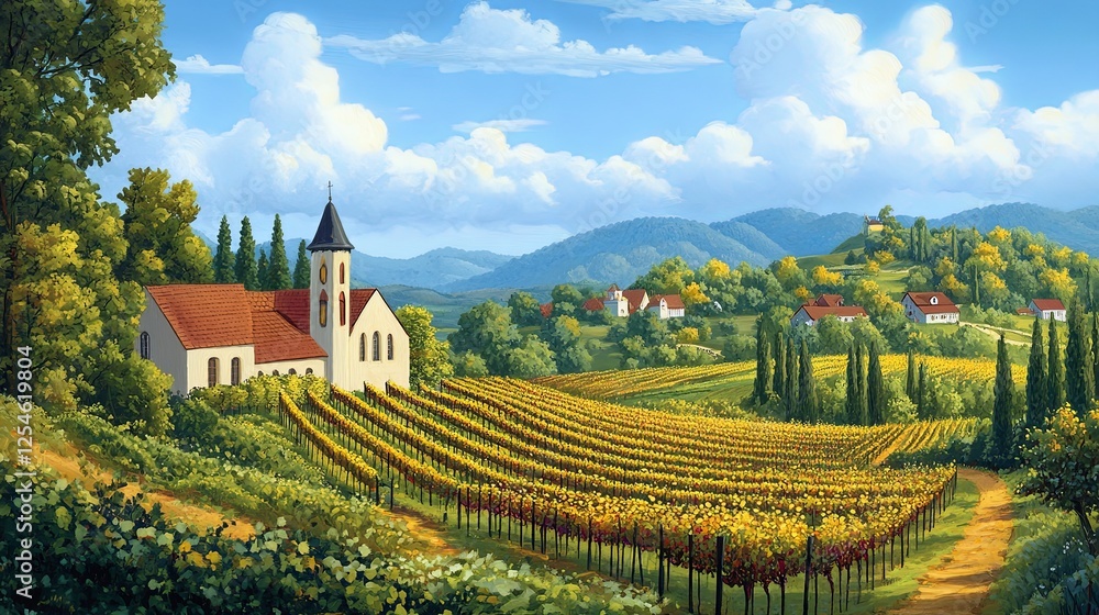 Naklejka premium A wine vineyard advertising wine tastings and scenic vineyard tours digital