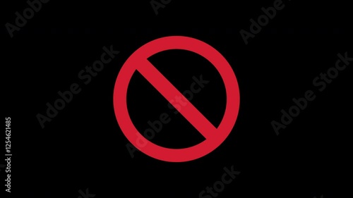 Stop or no entry forbidden red circle and line symbol icon animation 4k footage video