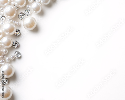 white pearls and diamonds scattered on a white surface