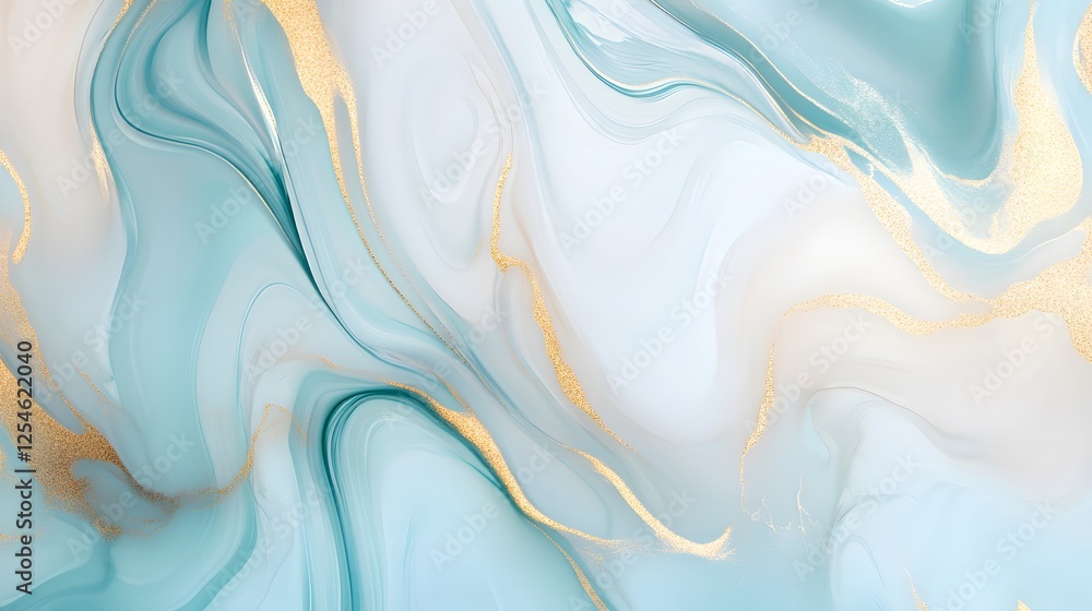 Captivating Panoramic Display of Fluid Gold and Aqua Colors in a Modern Abstract Design Captivating Panoramic Display of Fluid Gold and Aqua Colors in a Modern Abstract Design