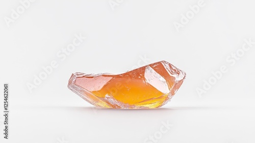 Transparent Pink Crystal with a Soft Orange Hue on a White Background. Generative AI photo