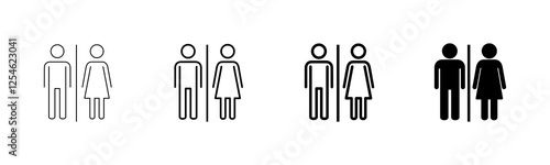 Toilet icon vector isolated on white background. Toilet sign. Man and woman restroom icon vector. Male and female icon