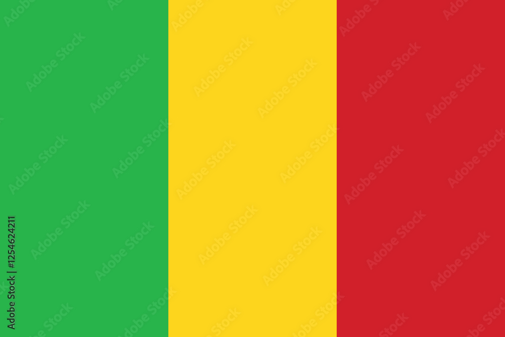 Fototapeta premium Mali flag official colors and proportion digital vector illustration. 