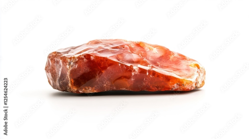 Close-up of a Piece of Red Amber Stone Isolated on White Background. Generative AI Close-up of a Piece of Red Amber Stone Isolated on White Background. Generative AI