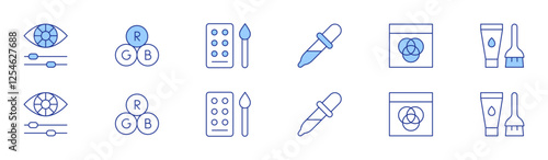 Color icon set in two styles, Duotone and Thin Line style. Editable stroke. color picker, color adjustment, rgb, color palette, hair dye