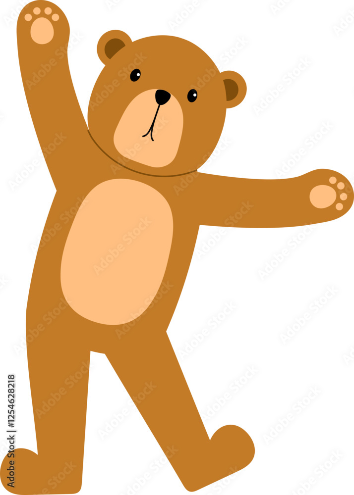 Obraz premium brown teddy bear raising hand illustration