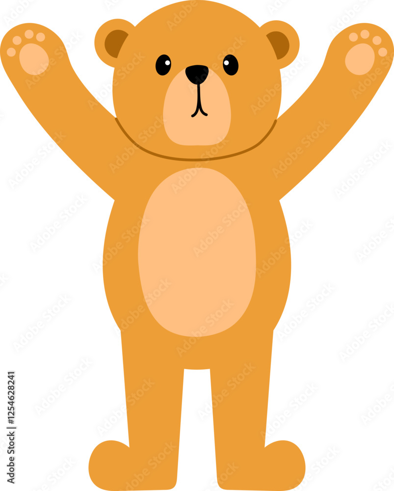 Fototapeta premium cute little cub holding raising hand illustration